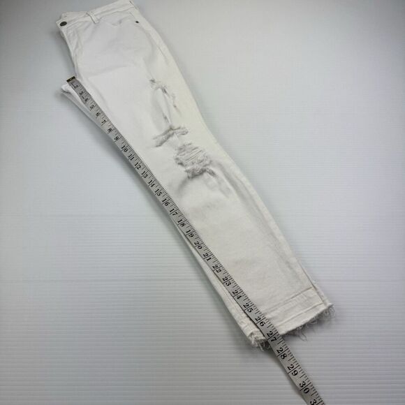 Old Navy Rockstar Super Skinny Jeans Size 10 White Mid Rise Distressed Raw Hem - Picture 7 of 9